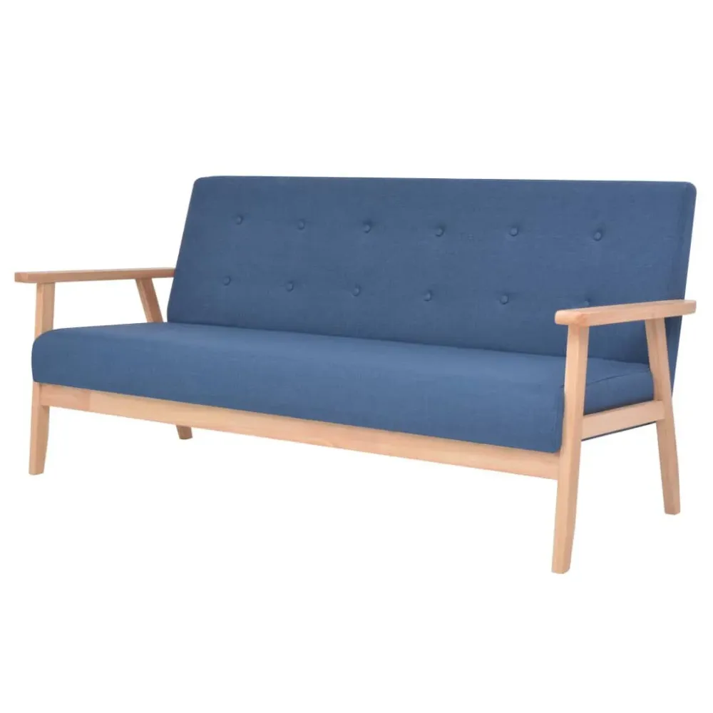 Conjunto de sofás 3 pcs tecido azul para Relaxamento ao Ar Livre