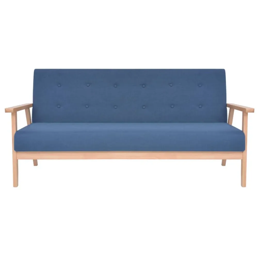 Conjunto de sofás 3 pcs tecido azul para Relaxamento ao Ar Livre