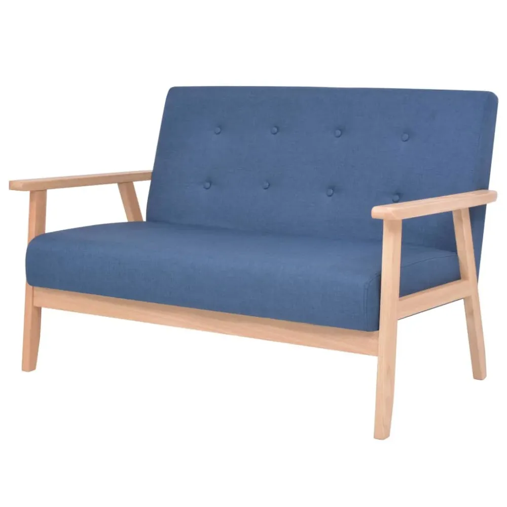 Conjunto de sofás 3 pcs tecido azul para Relaxamento ao Ar Livre