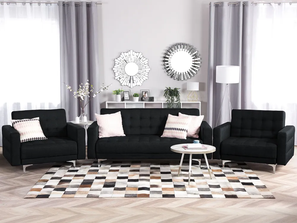 Design Ergonômico e Confortável Conjunto de sofás reclináveis com 5 lugares em tecido cinzento grafite ABERDEEN