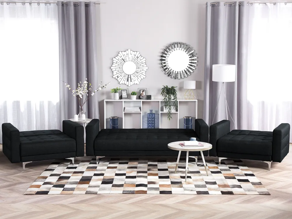 Design Ergonômico e Confortável Conjunto de sofás reclináveis com 5 lugares em tecido cinzento grafite ABERDEEN