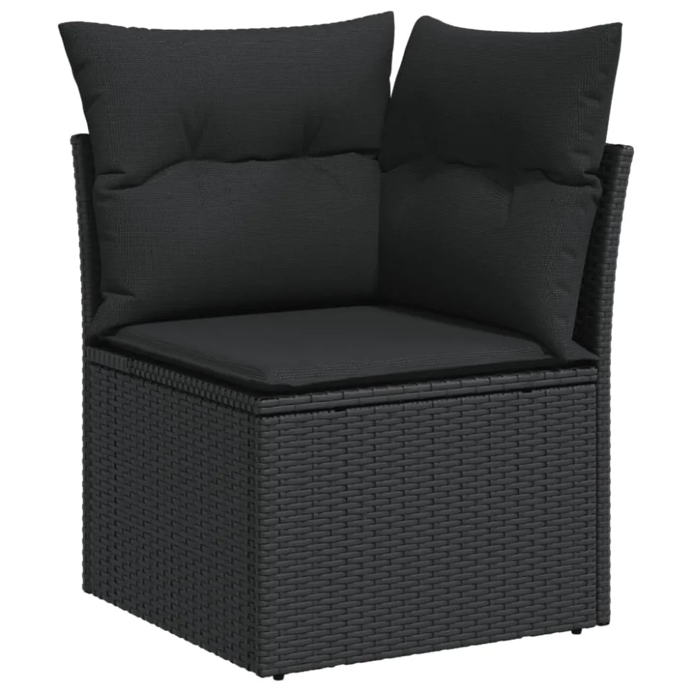 Design Ergonômico e Confortável 7 pcs conjunto de sofás para jardim com almofadões vime PE preto