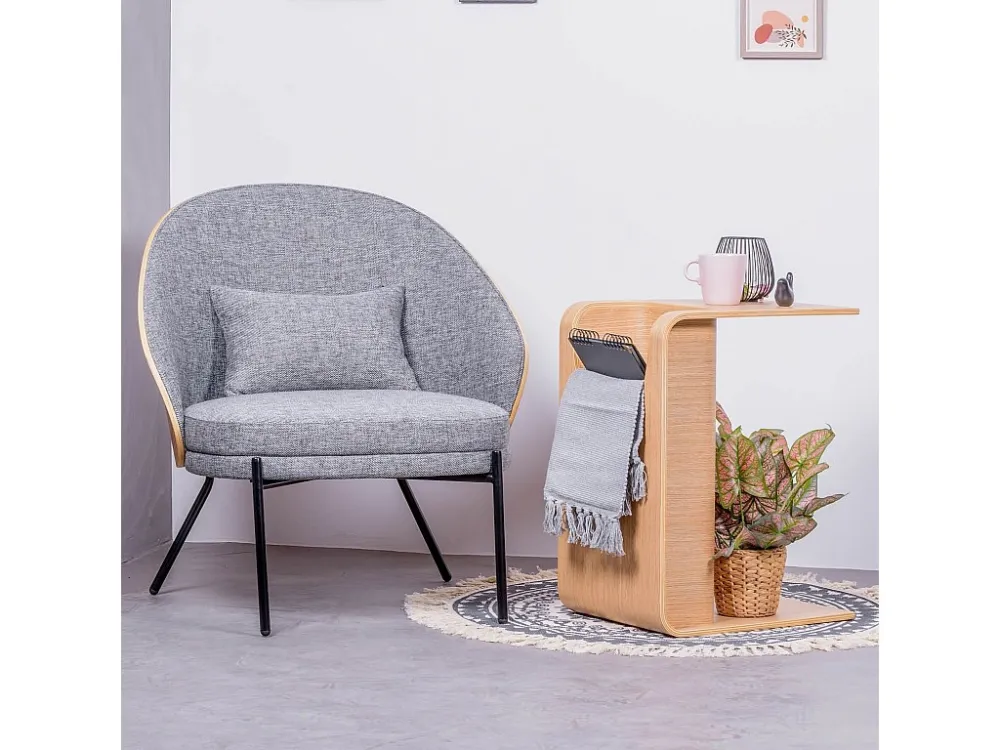 Design Ergonômico e Confortável Poltrona rústica com madeira de freixo genuíno - Earth - Cinza