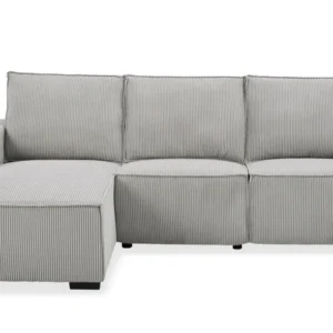 Design Ergonômico e Confortável Sofá de canto à esquerda Camelio com função relax elétrica Veludo cotelê Cinza nítido