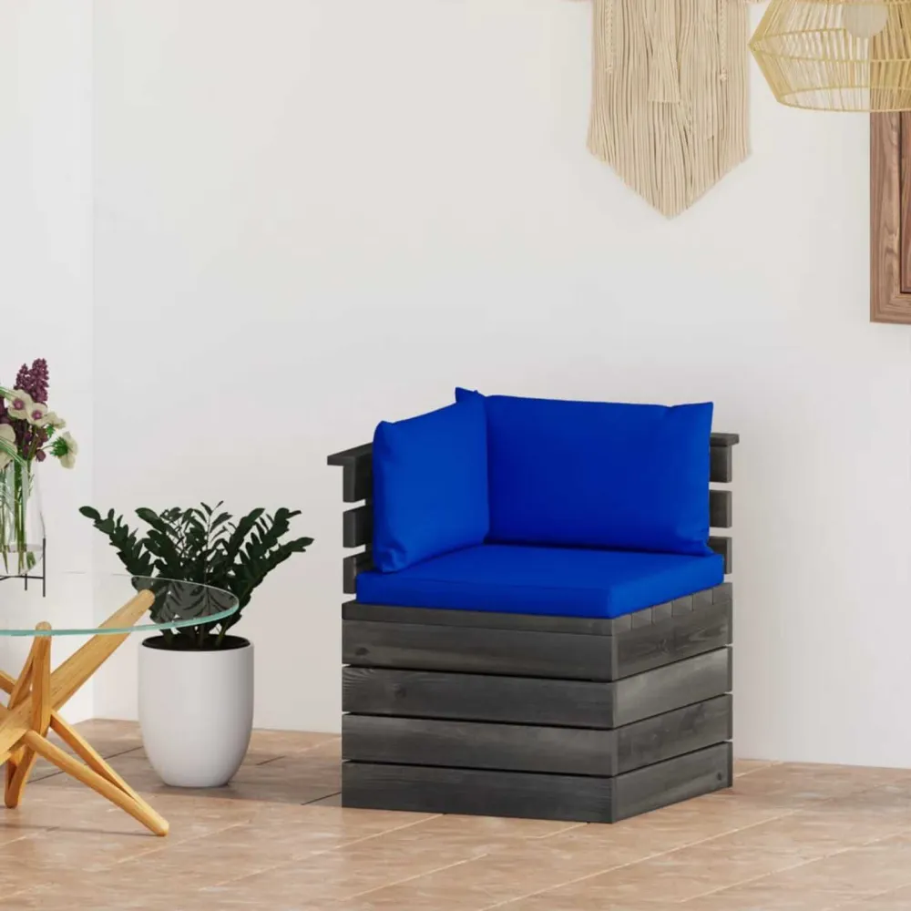 Design Ergonômico e Confortável Sofá de canto em paletes para jardim com almofadões pinho