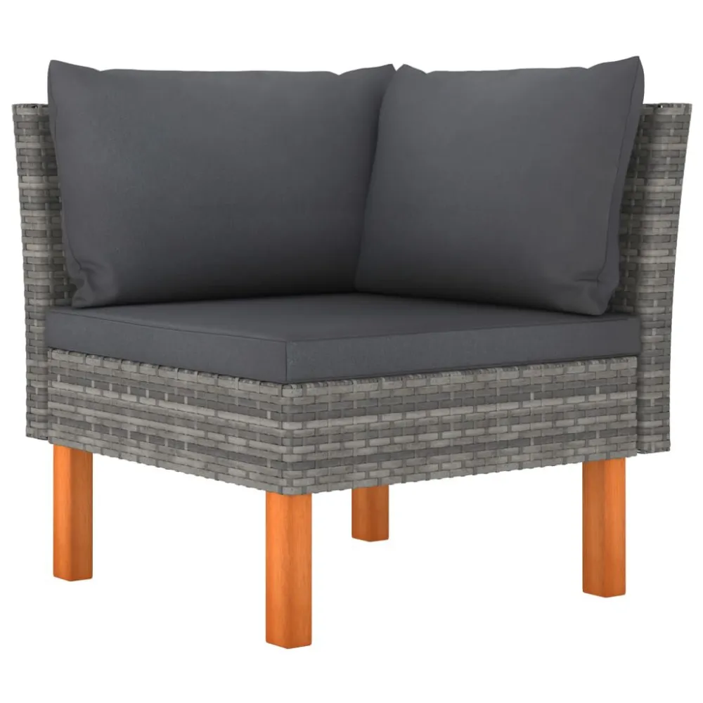 Design Ergonômico e Confortável Sofá de canto vime PE e madeira de eucalipto maciç