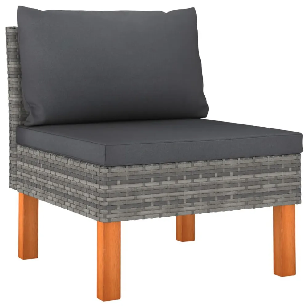 Design Ergonômico e Confortável Sofá de centro vime PE e madeira de eucalipto maciç