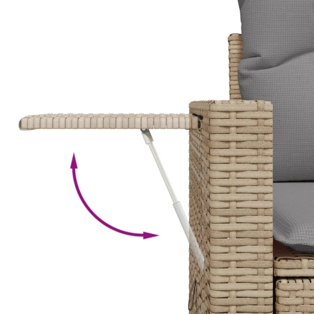 Espreguiçadeira de Exterior 11 pcs conjunto sofás de jardim com almofadões vime PE bege