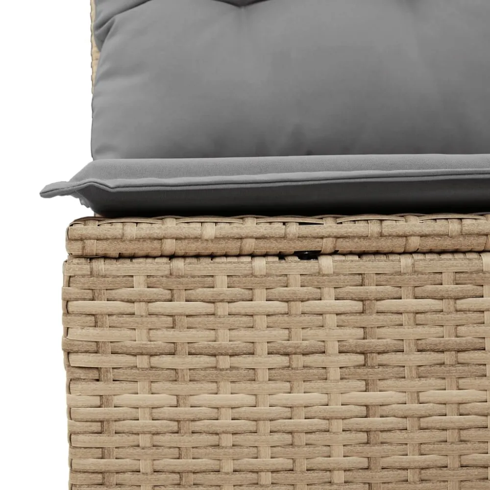 Espreguiçadeira de Exterior 11 pcs conjunto sofás de jardim com almofadões vime PE bege