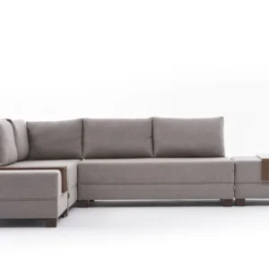 Espreguiçadeira de Exterior Sofá de canto personalizável com chaise à esquerda Gialos Tecido Branco creme