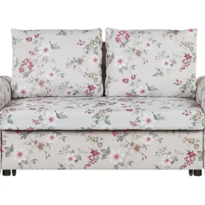 Fabric Sofa Bed Floral Pattern Light Grey SILDA com Almofada Inclusa