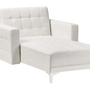 Faux Leather Chaise Lounge White ABERDEEN
