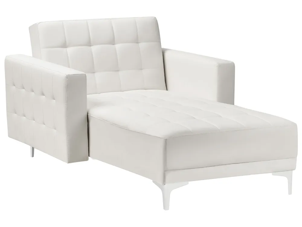 Faux Leather Chaise Lounge White ABERDEEN