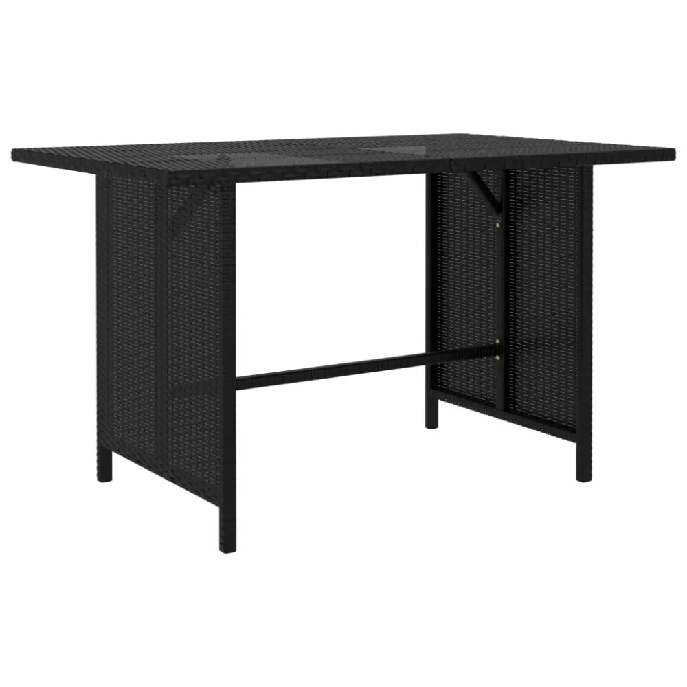 Mesa de jantar para jardim 110x70x65 cm vime PE preto Dobrável e Portátil