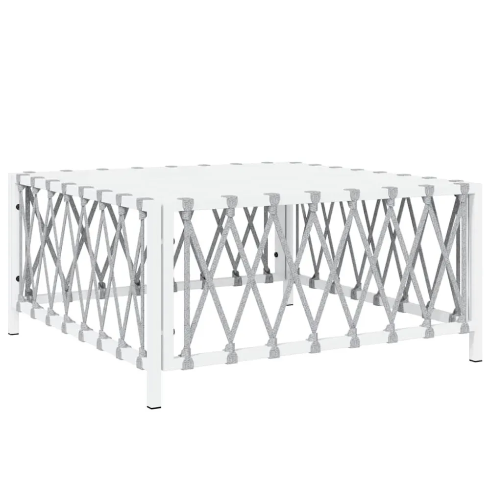Mesa de jardim 70x70x34 cm tecido branco em Ferro Forjado