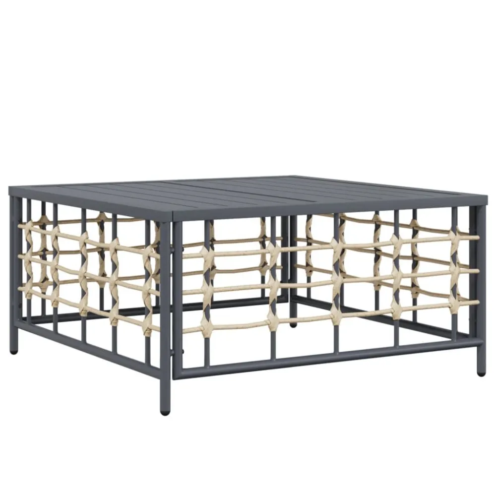 Mesa de jardim 70x70x34 cm vime PE antracite em Tecido Sunbrella