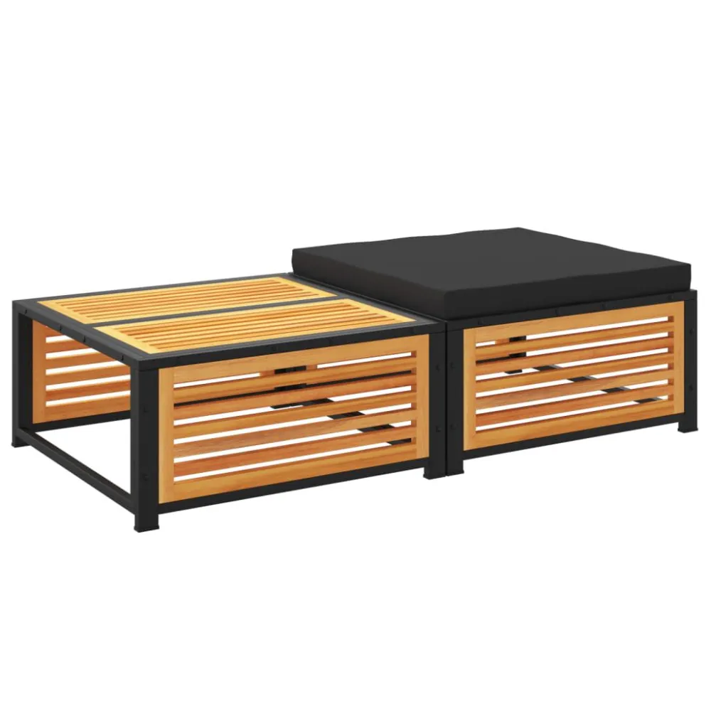 Mesa de jardim com banco madeira de acácia maciç em Ferro Forjado