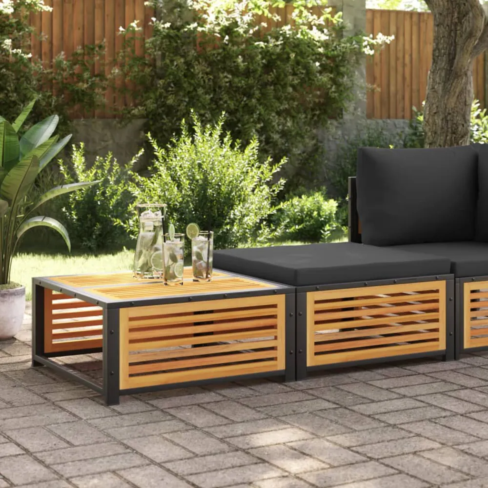 Mesa de jardim com banco madeira de acácia maciç em Ferro Forjado