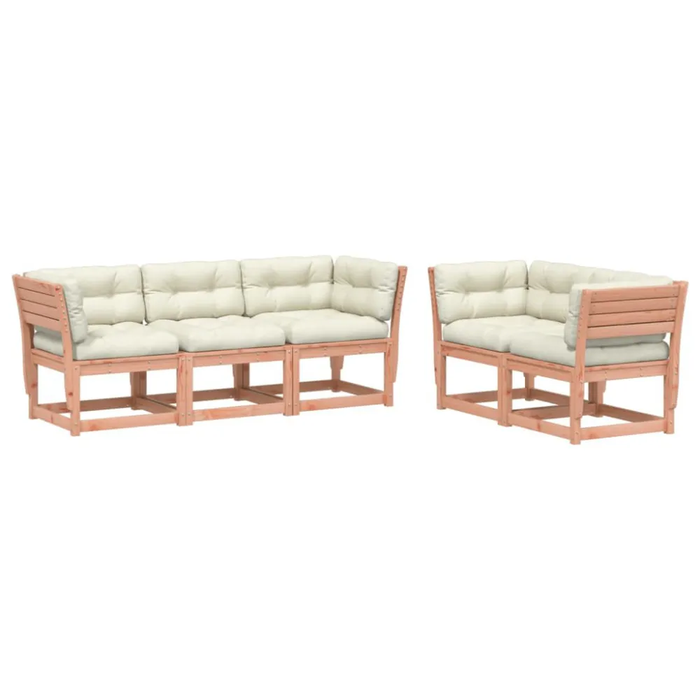 5 pcs conj. sofás jardim com almofadões madeira douglas maciç | Montagem Fácil e Rápida