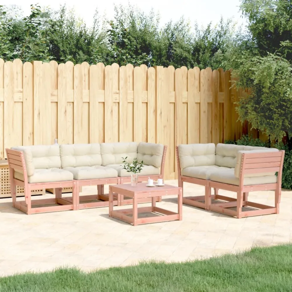 5 pcs conj. sofás jardim com almofadões madeira douglas maciç | Montagem Fácil e Rápida