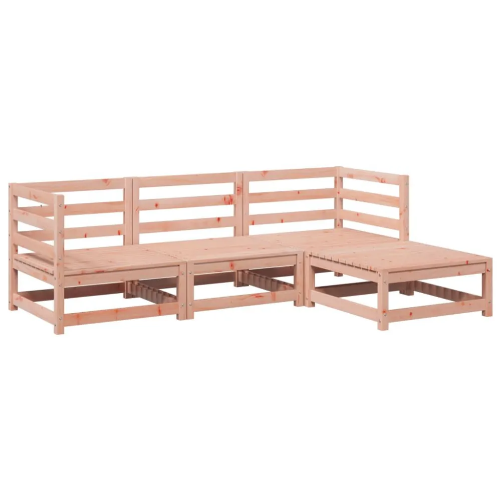 4 pcs conj. sofás jardim madeira abeto-de-douglas com Tecido Impermeável UV