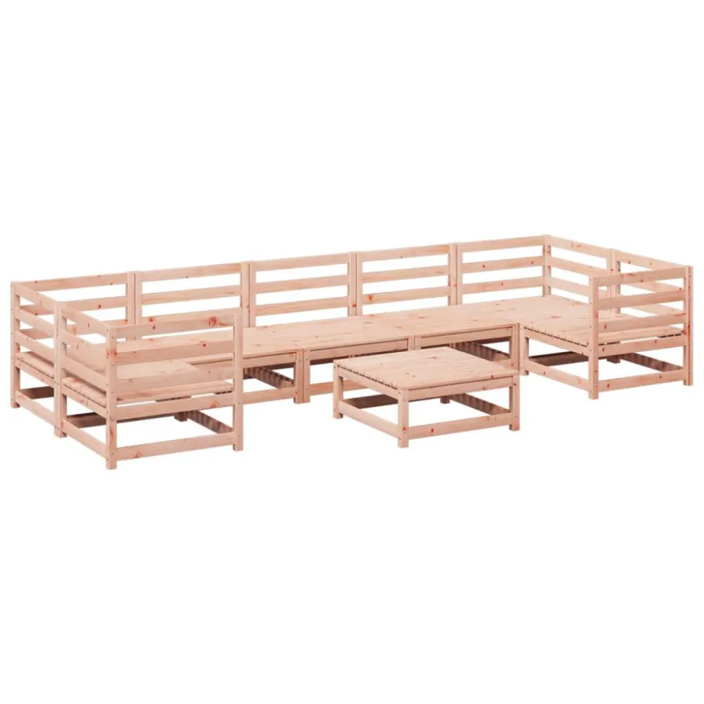 8 pcs conj. sofás jardim madeira abeto-de-douglas em Ferro Forjado
