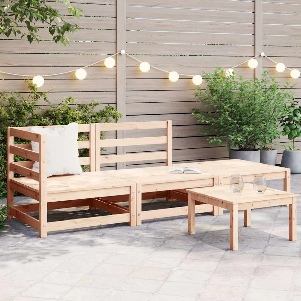 3 pcs conjunto lounge de jardim pinho maciço | Resistente à Chuva | Confortável