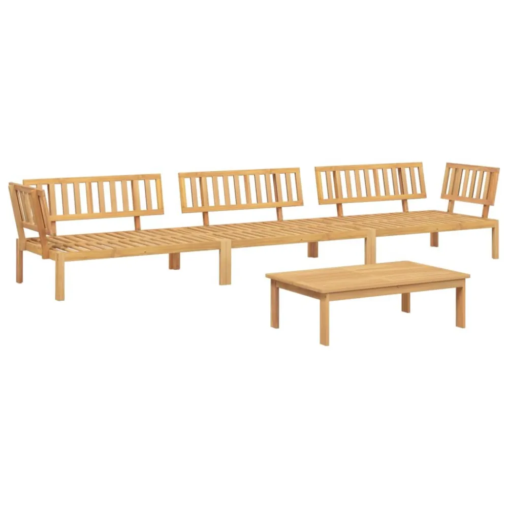 4 pcs conjunto de móveis de paletes para jardim acácia maciç com Encosto Ajustável