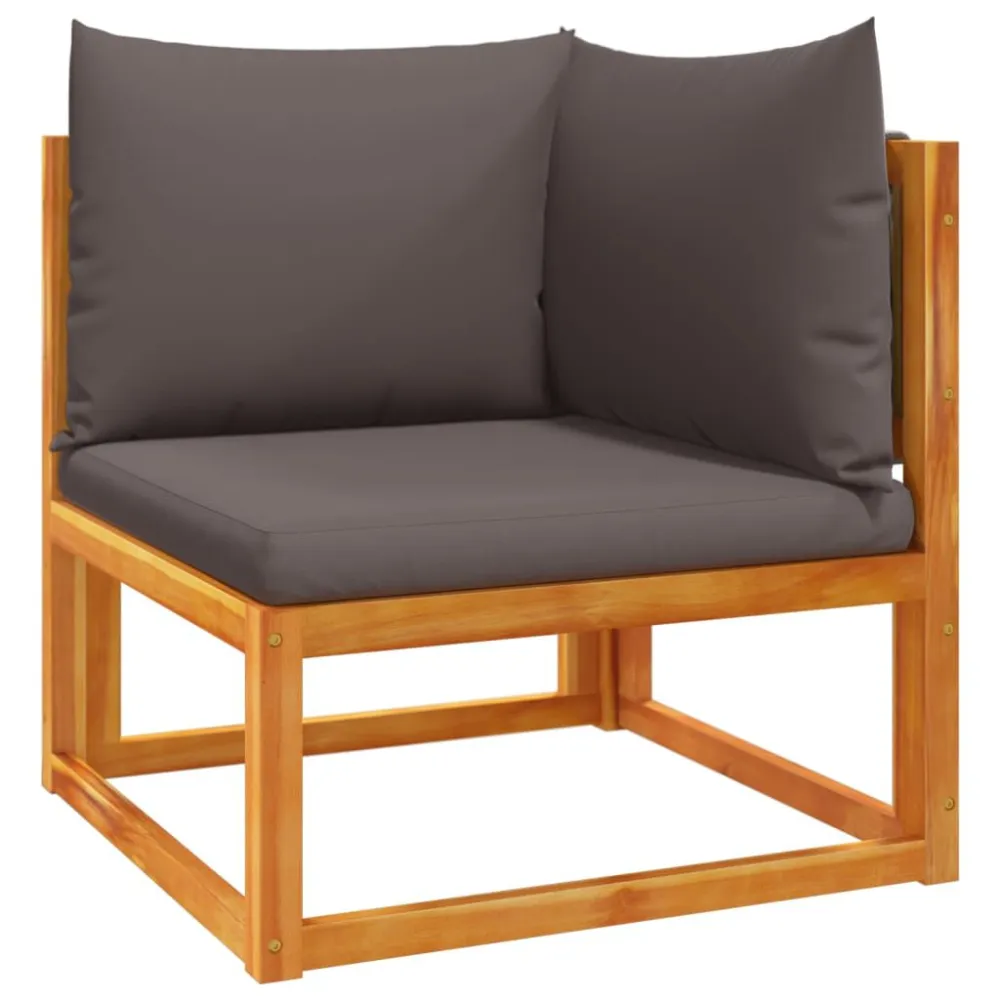 3 pcs conjunto de sofás de jardim com almofadões acácia maciç com Revestimento em Textilene