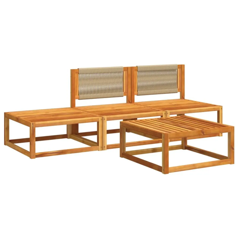 4 pcs conjunto de sofás de jardim com almofadões acácia maciç | Montagem Fácil e Rápida