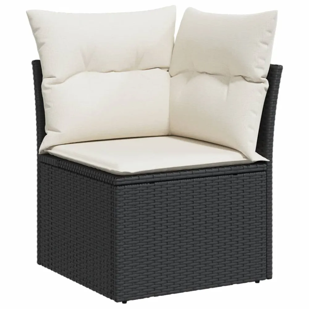 11 pcs conjunto sofás de jardim com almofadões vime PE preto em Tecido Sunbrella
