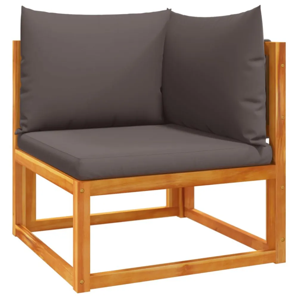 9 pcs conjunto de sofás de jardim com almofadões acácia maciç com Encosto Ajustável