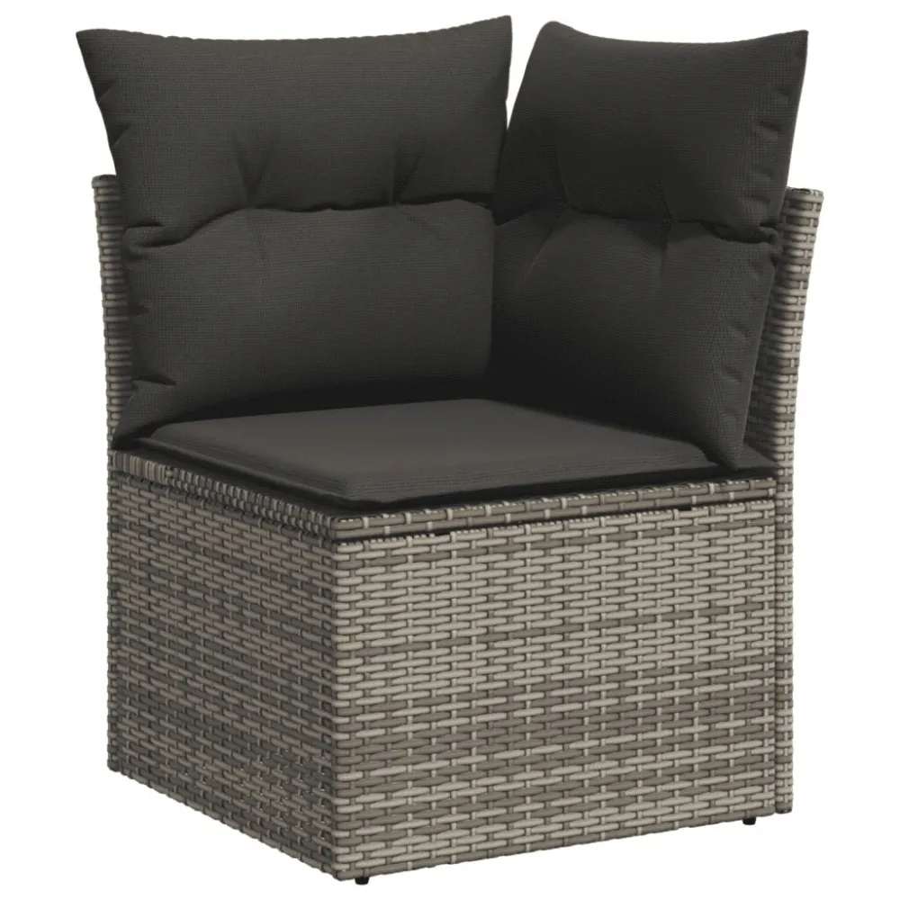 6 pcs conjunto sofás de jardim com almofadões vime cinzento | Resistente à Chuva | Confortável