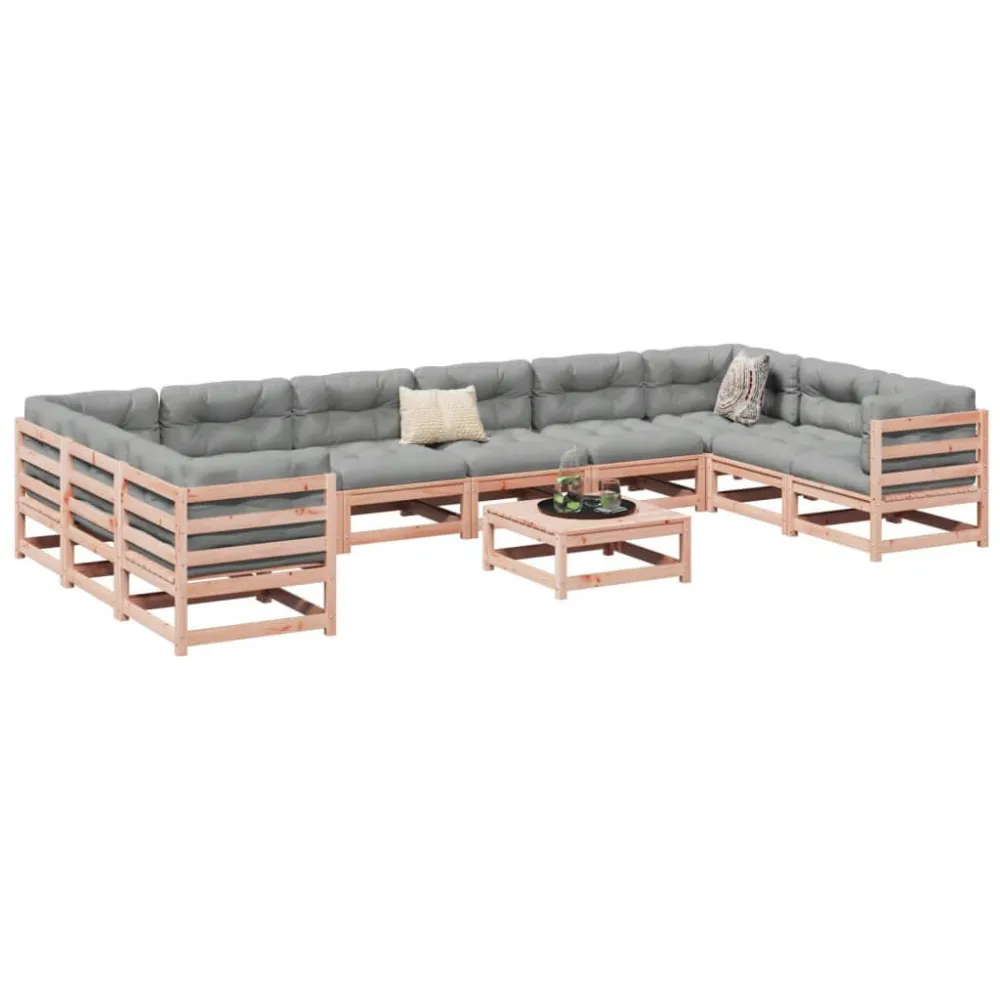 11 pcs conjunto sofás jardim madeira abeto-de-douglas com Estrutura em Alumínio