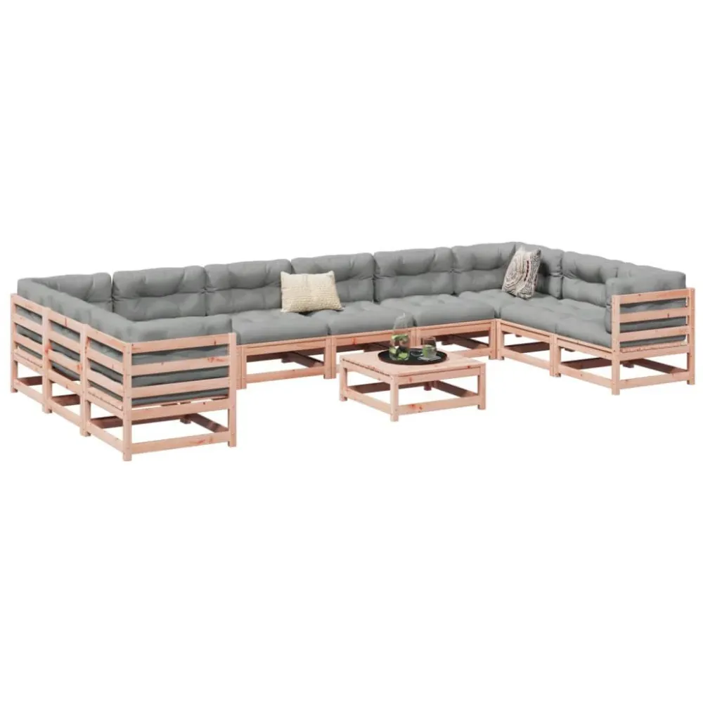 11 pcs conjunto sofás jardim madeira abeto-de-douglas com Estrutura em Alumínio