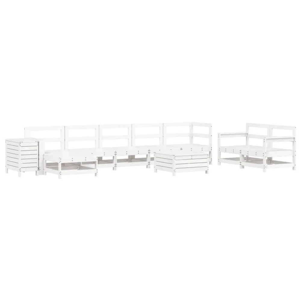 10 pcs conjunto sofás de jardim madeira de pinho maciço branco em Ferro Forjado