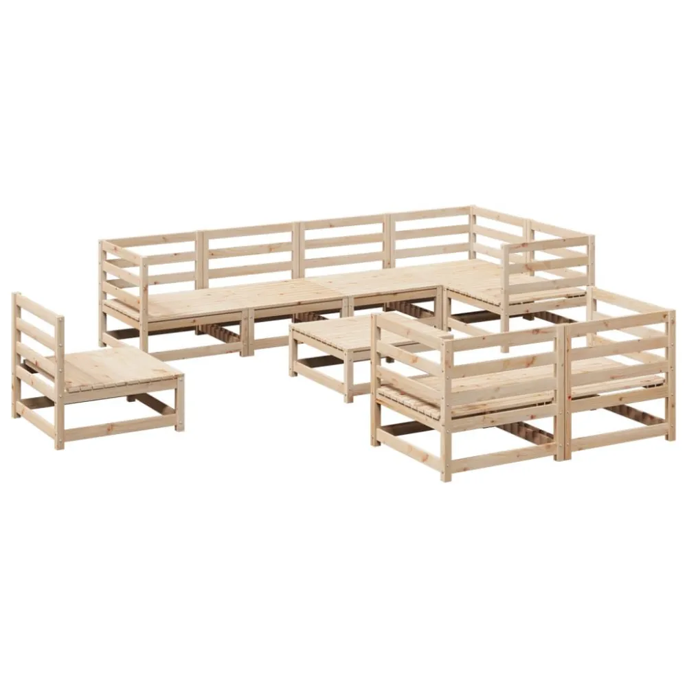 9 pcs conjunto sofás de jardim madeira de pinho maciço Fácil de Guardar