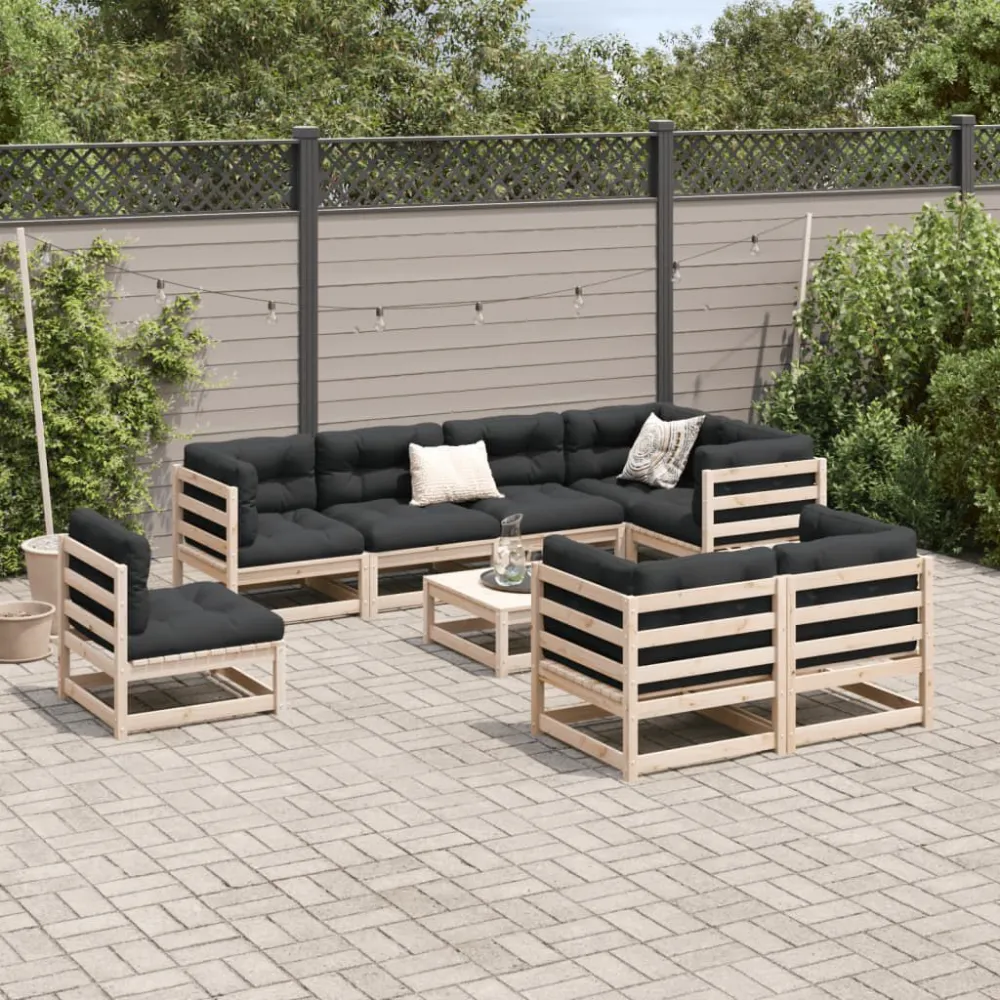 9 pcs conjunto sofás de jardim madeira de pinho maciço Fácil de Guardar