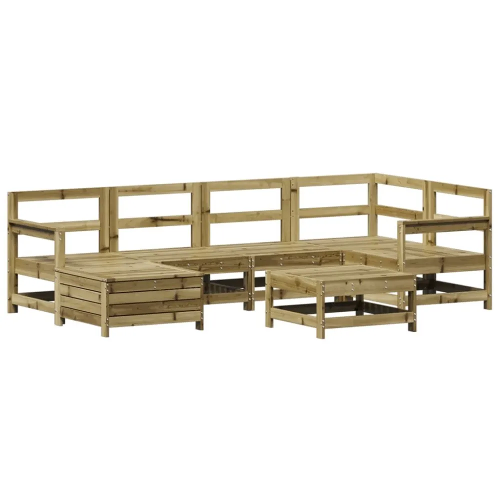 7 pcs conjunto sofás jardim madeira de pinho impregnada com Encosto Ajustável