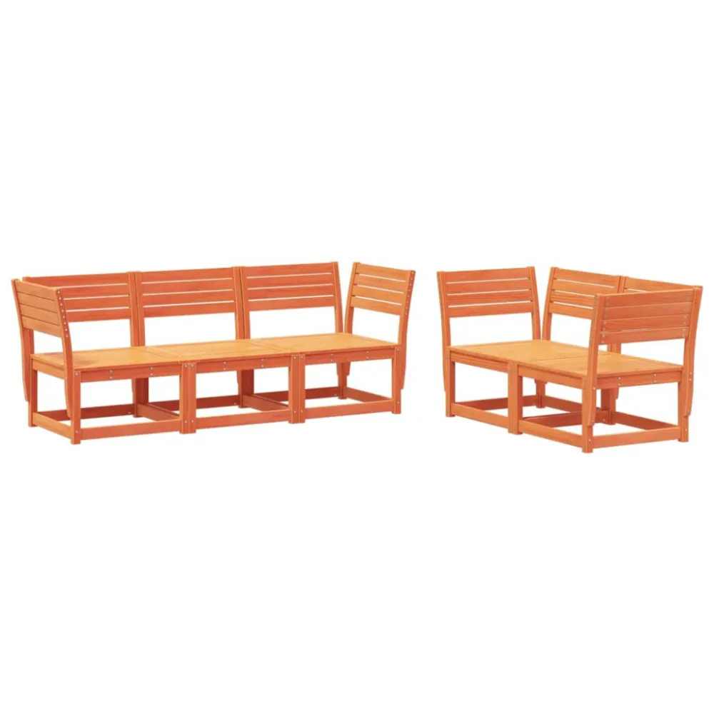 5 pcs conjunto de sofás de jardim pinho maciço castanho-mel em Ferro Forjado