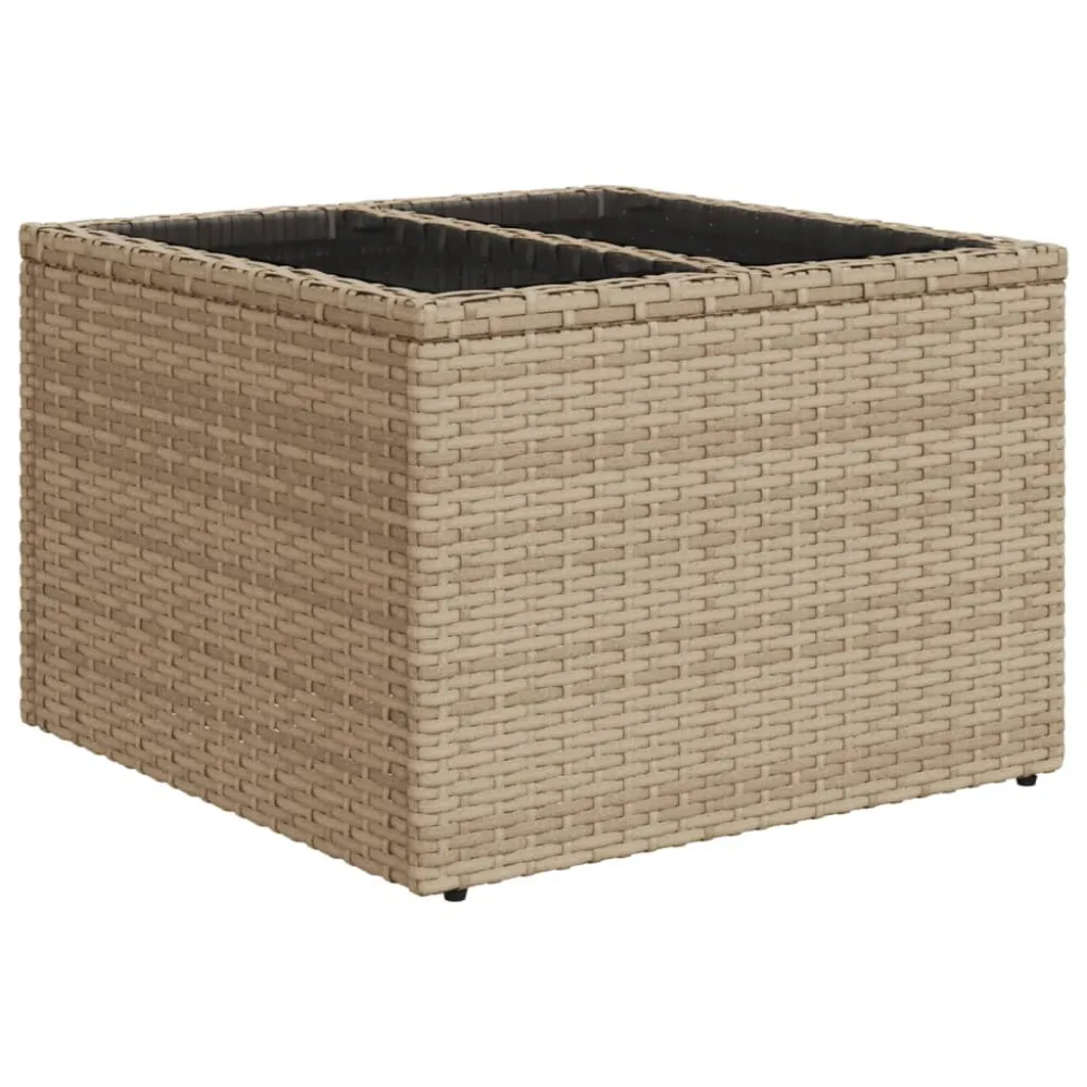 8 pcs conjunto de sofás para jardim com almofadões vime PE bege para Relaxamento ao Ar Livre