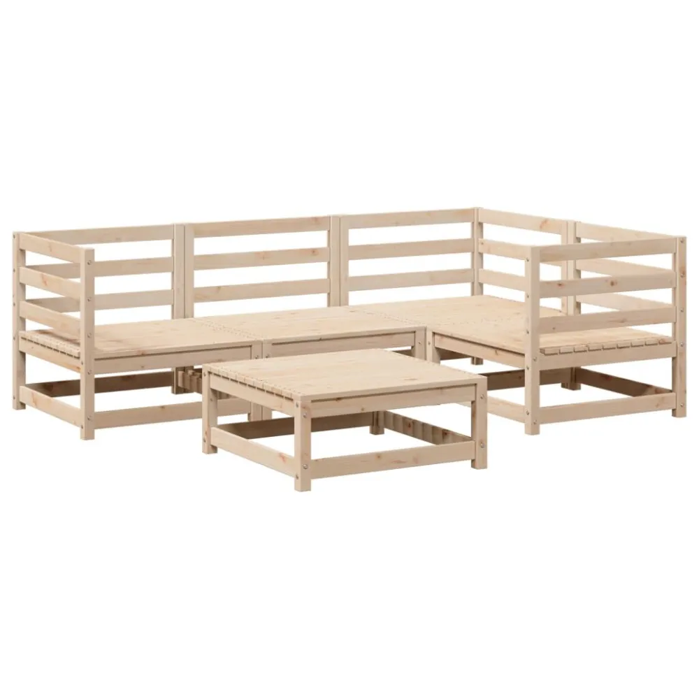 5 pcs conjunto de sofás para jardim madeira de pinho maciç com Estrutura em Alumínio