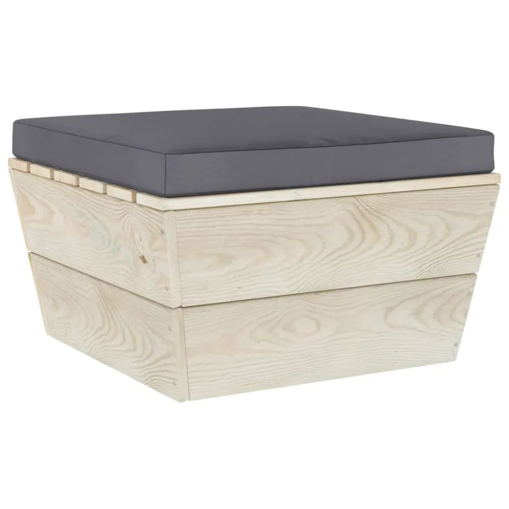 Poltrona de Rattan Otomano de paletes para jardim com almofadões abeto impregnado