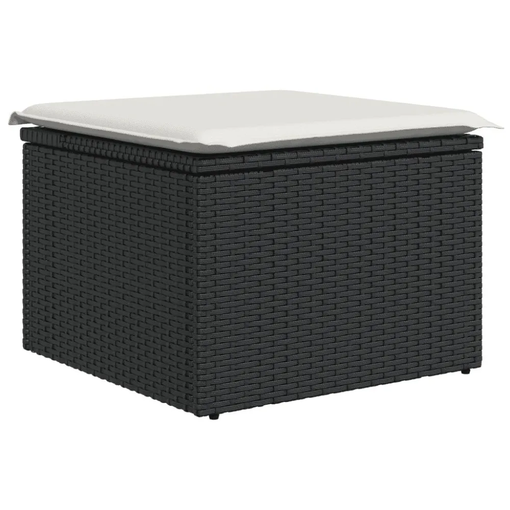 Poltrona de Rattan 7 pcs conjunto de sofás para jardim com almofadões vime PE preto