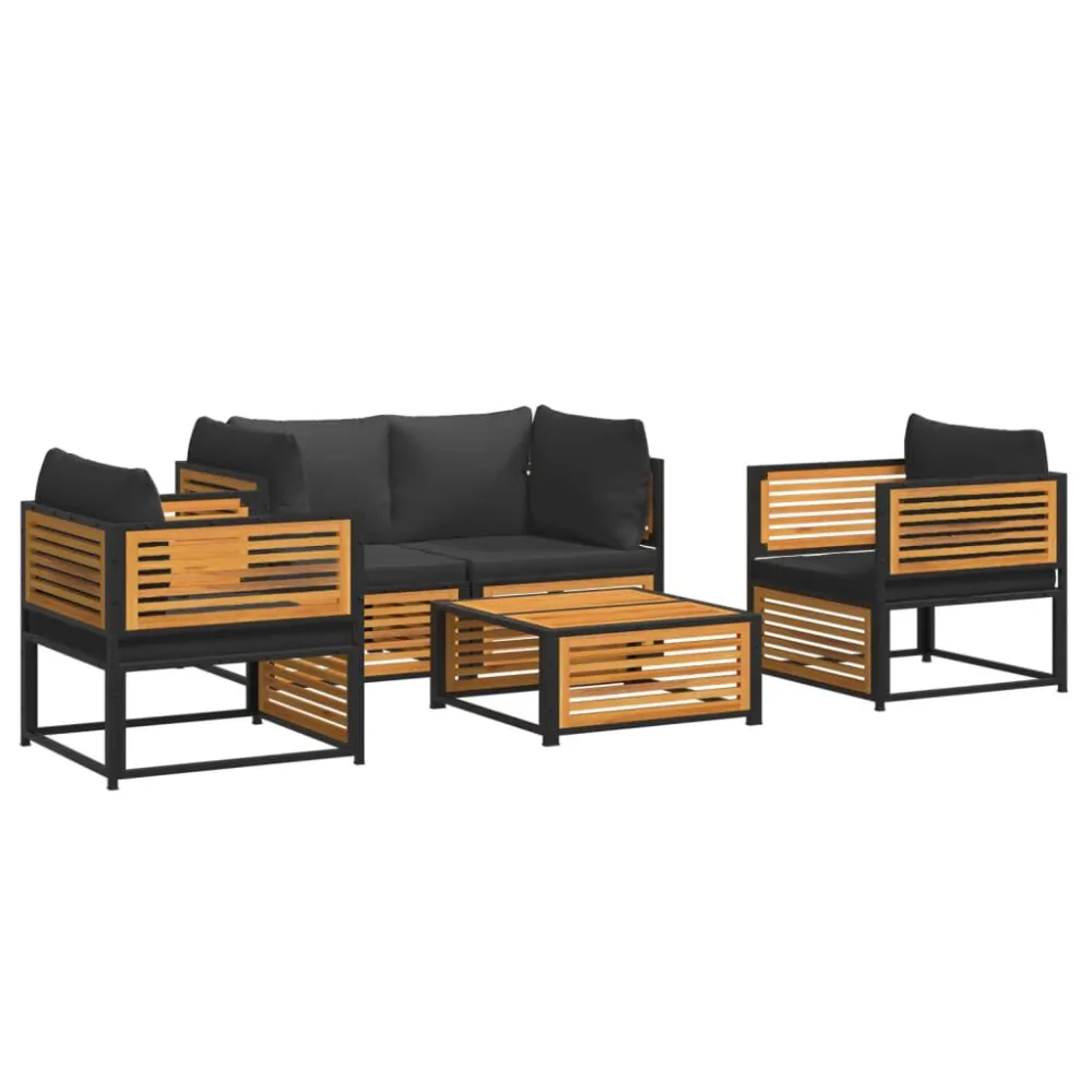 Premium Resistente ao Tempo 5 pcs conjunto de sofás de jardim com almofadões acácia maciç