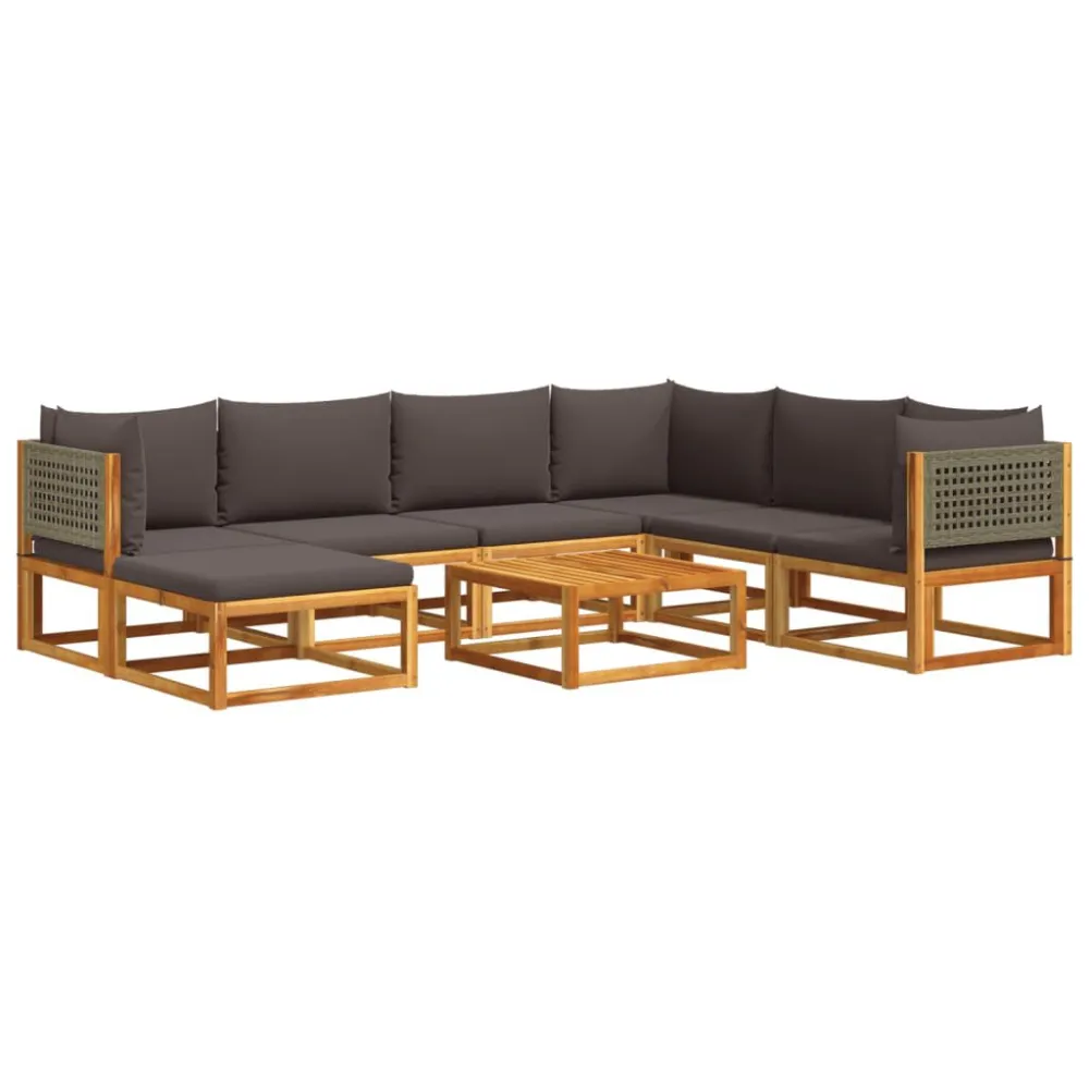 Premium Resistente ao Tempo 8 pcs conjunto de sofás de jardim com almofadões acácia maciç