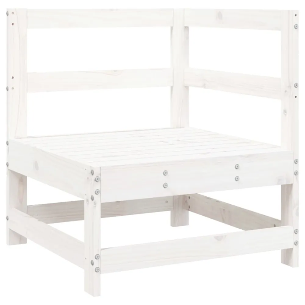 Premium Resistente ao Tempo Sofá de canto para jardim madeira de pinho maciç branco