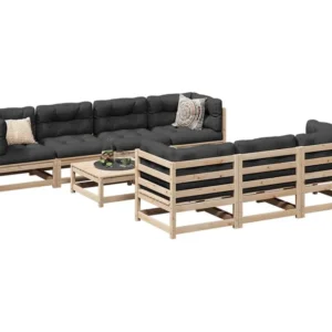Puf de Exterior 8 peças conjunto sofás de jardim pinho maciço