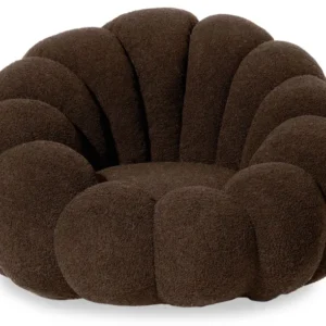Puf de Exterior Sofá design concha Arielina Tecido bouclê Marrom
