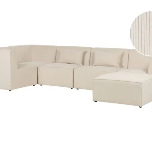 Right Hand 5 Seater Modular Jumbo Cord Corner Sofa Ottoman Cor creme LEMVIG